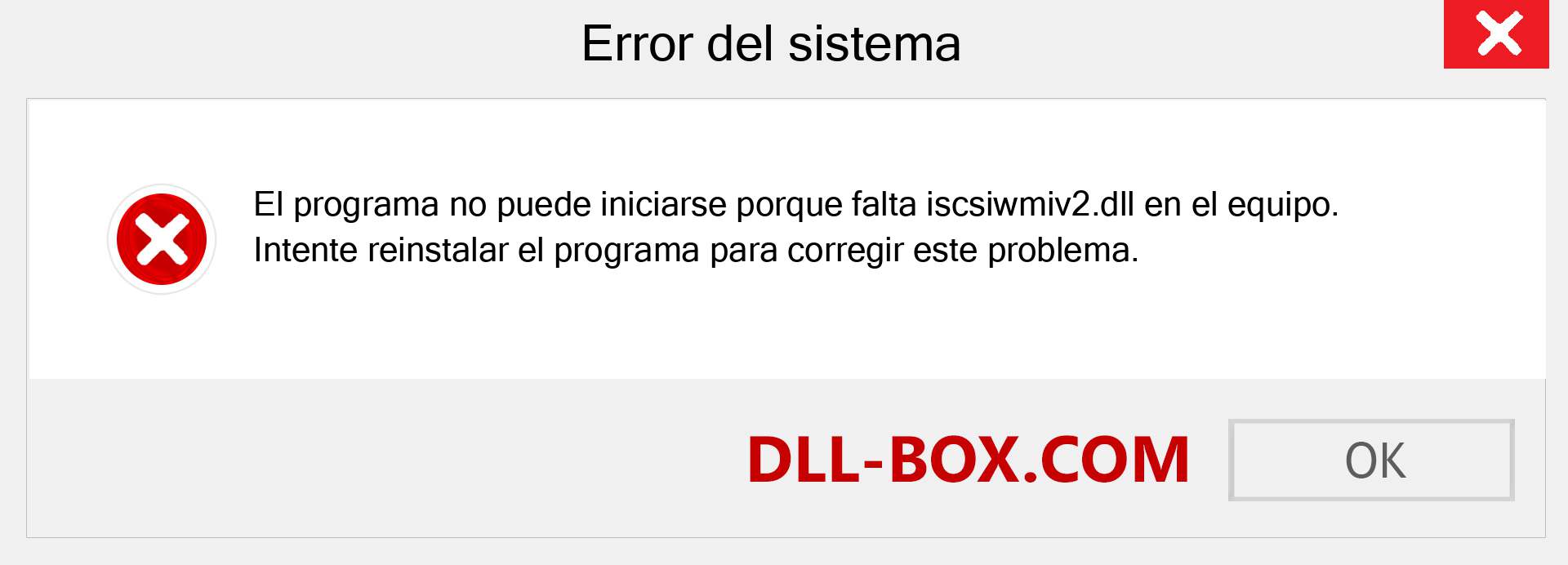 ¿Falta el archivo iscsiwmiv2.dll ?. Descargar para Windows 7, 8, 10 - Corregir iscsiwmiv2 dll Missing Error en Windows, fotos, imágenes